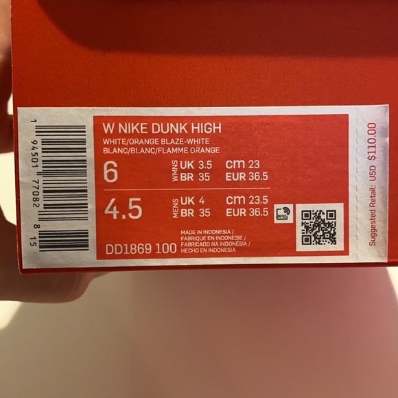 Nike Dunk High SP Syracuse, women’s size 6 - Picture 4 of 4
